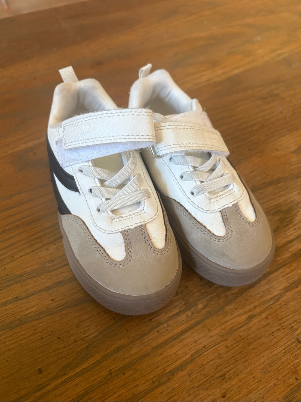 OshKosh B'gosh White, Gray and Black Kids Sneakers with Hook-and-Loop Strap